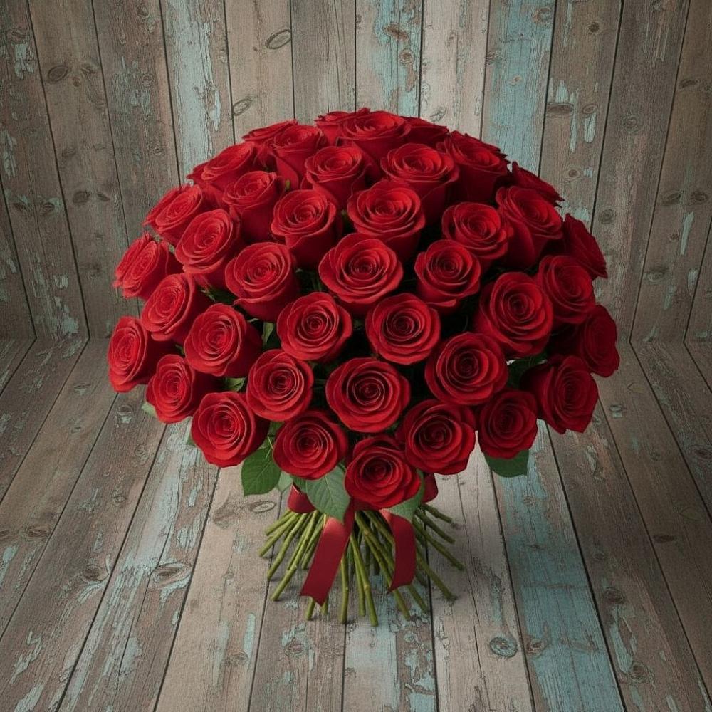 Букет 55 Красных роз Фридом в Александровское Томской области