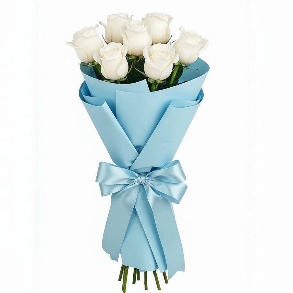 Букет 7 белых роз Проуд в Александровское Томской области