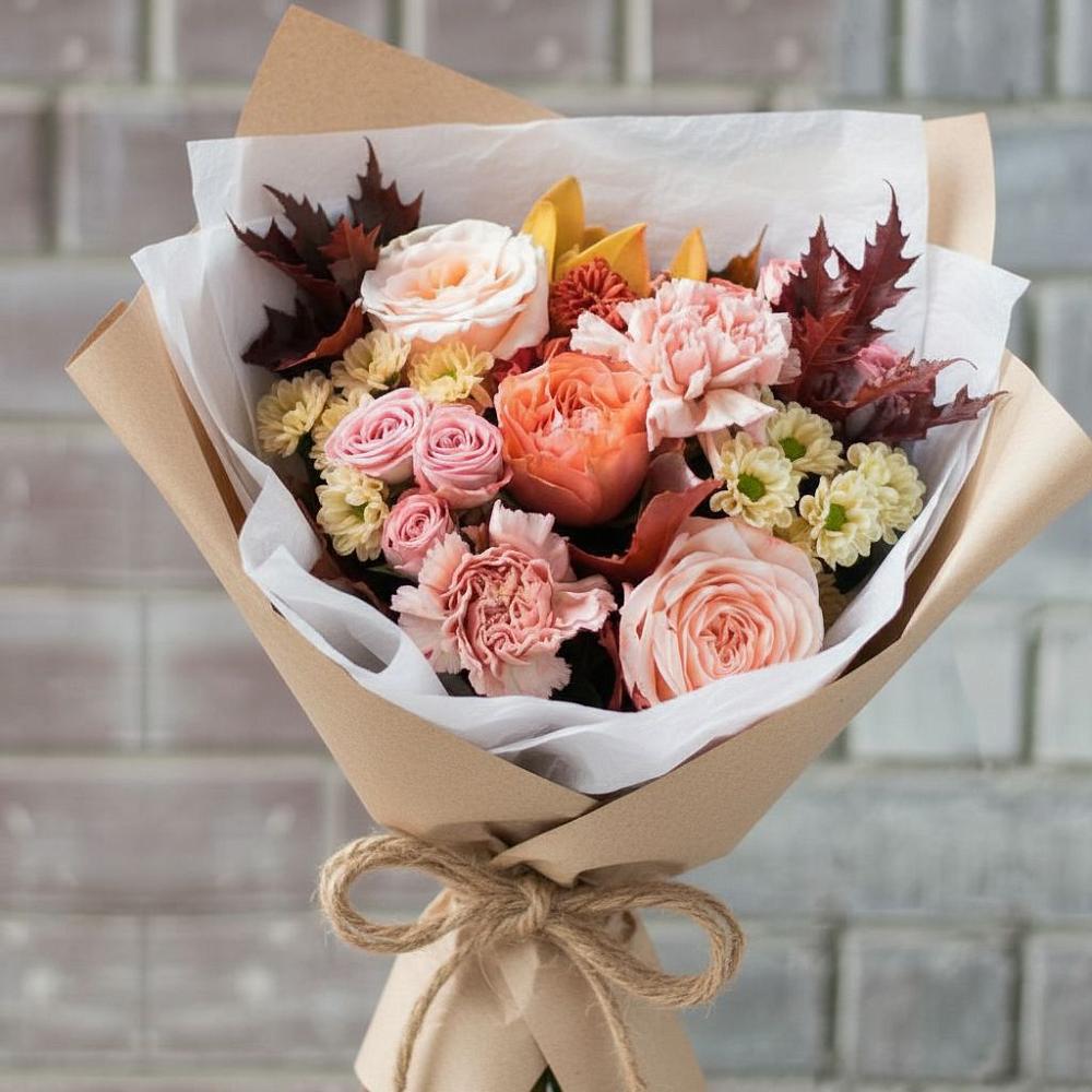 Букет цветов из: Гвоздики, Хризантемы и Розы в Александровское Томской области