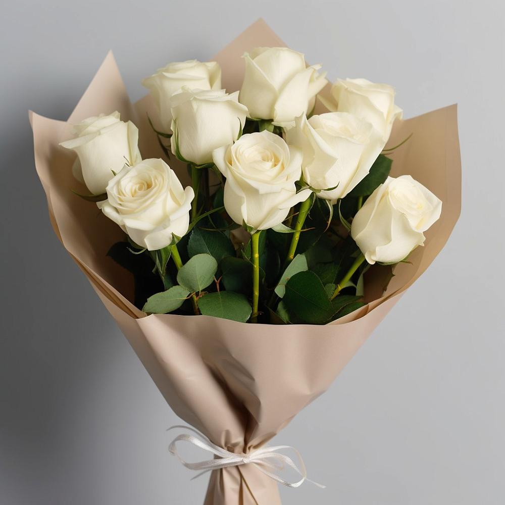 Букет 9 Белых роз Эдлесс Лав в Александровское Томской области