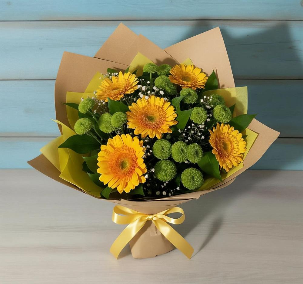 Букет цветов из: Герберы и Хризантемы в Александровское Томской области