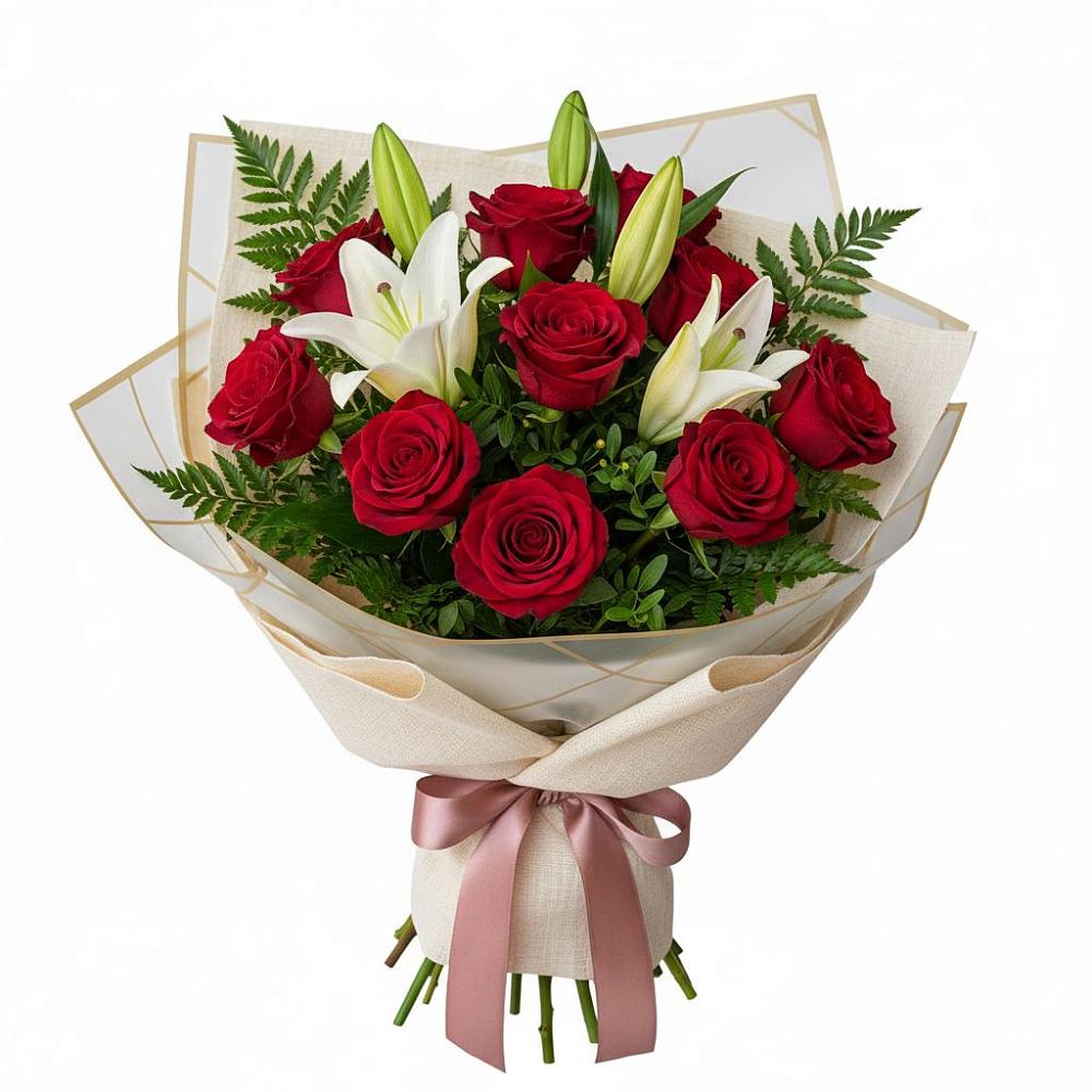 Букет цветов из: Лилии и Розы в Александровское Томской области