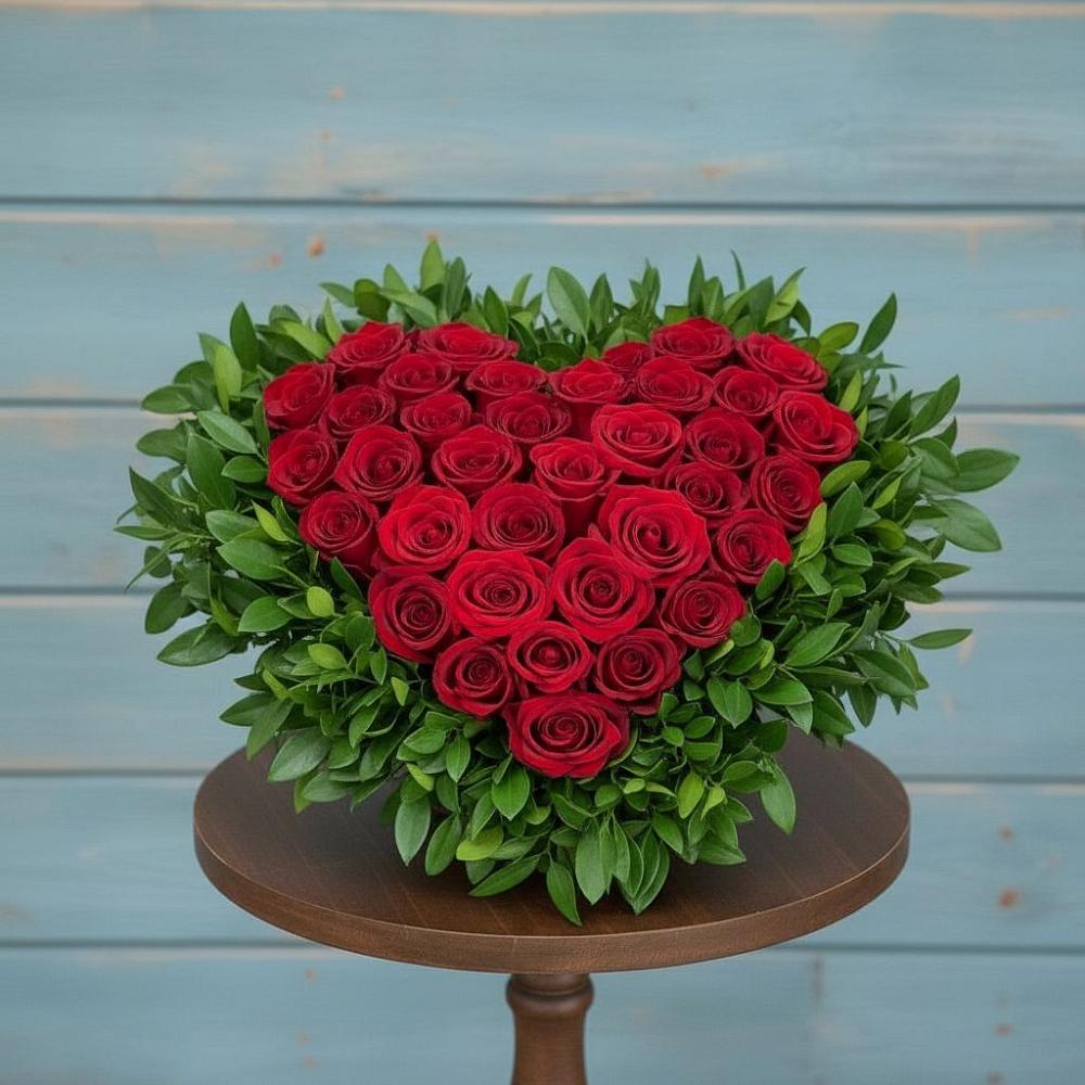 Цветочная композиция из Розы в виде сердца в Александровское Томской области