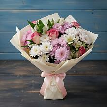 Букет цветов из:  Хризантемы, Альстромерии и Розы в Александровское Томской области