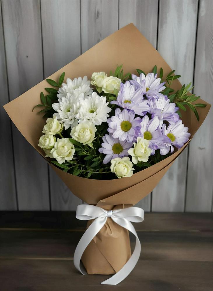 Букет цветов из: Хризантемы и Розы в Александровское Томской области
